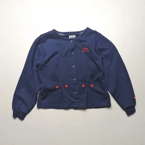 Cárdigan vintage Oshkosh Bgosh niñas talla 6 azul marino corazón - Imagen 1 de 6