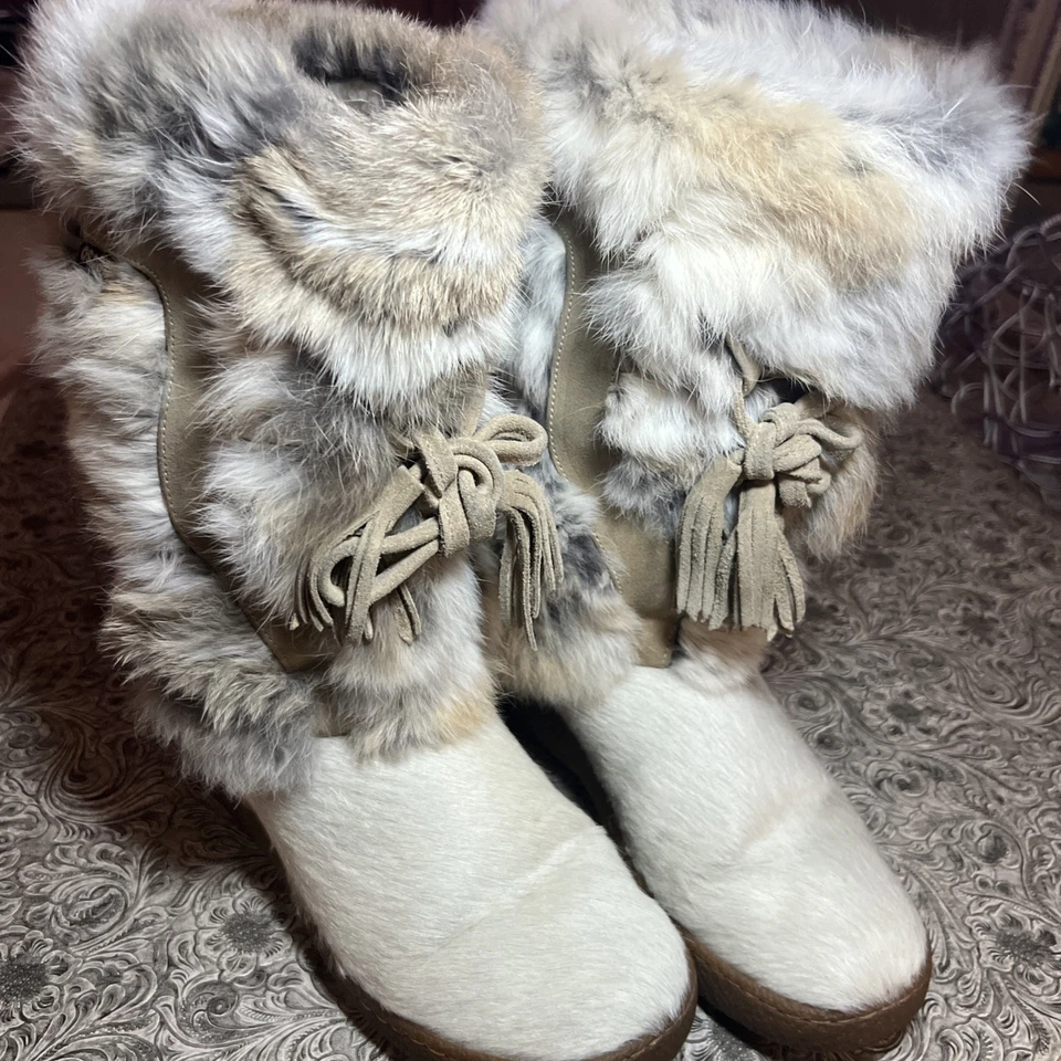 Oscar Sport Cream Fur Winter Boots EU 39/US 8 Pull‑On Snow Apres‑Ski Italian - Image 1 of 4