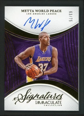 2024-25 METTA WORLD PEACE 63/75 AUTO PANINI IMMACULATE COLLECTION SIGNATURES - Image 1 of 2