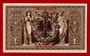 RARE 1,000 1000 Mark Reichsbanknote 1910 Imperial Note (Pick-44b4) AUNC Banknote - Picture 1 of 2