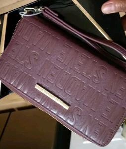 Steve Madden Ladies Steve Madden Large Burgundy Wallet Purse With Wrist Strap - Picture 1 of 6