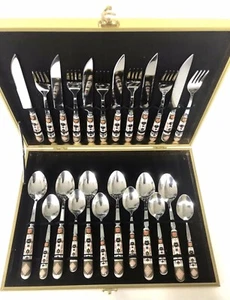 Crown Derby Style Cutlery Set Spoon Fork Teaspoon Stainless Steel 24 Pcs💎 - Picture 1 of 7