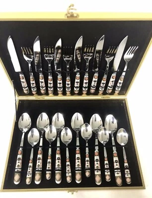 Crown Derby Style Cutlery Set Spoon Fork Teaspoon Stainless Steel 24 Pcs💎 - Image 1 of 4