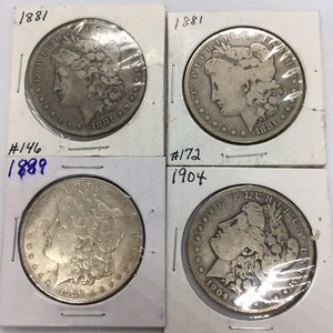 1881 1881 1889 1904 AU MORGAN SILVER DOLLAR $1 COIN Philadelphia - Picture 1 of 11
