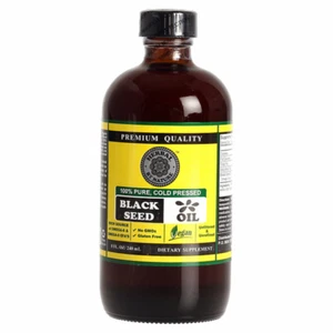 Black Seed Oil 8 oz - 100% Pure Cold Pressed Unrefined Cumin Nigella Sativa HBN - Picture 1 of 8