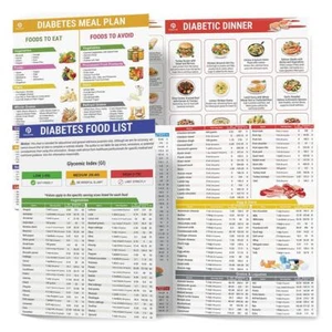 Juego de 2 Lista de Alimentos para Diabetes, Folleto Planificador de Comidas Laminado Lista Saludable, Nuevo - Imagen 1 de 10