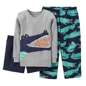 Carter's Boys 3 Pc  Gator Pajama Set NWT  Size 5  Shirt  Pants  Shorts   - Picture 1 of 3
