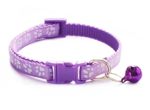 Safe Paws Paw-Print Cat/Dog With Safety Buckle & Bell Collar, Light Purple - Picture 1 of 10