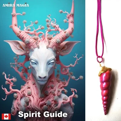 Collar de lujo con concha de cuerno de unicornio rosa colgante joyería mágica dijes Foto 1 de 4