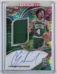 2019-20 Panini Spectra Celestial Prizm #210 Carsen Edwards 80/99 JERSEY AUTO RC