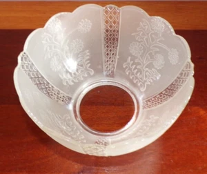 Vintage, mattiert/geätzt, Gänseblümchen/Gitter, Öl/Gas, Glas Lampenschirm. 3-7/8" Monteur - Bild 1 von 20