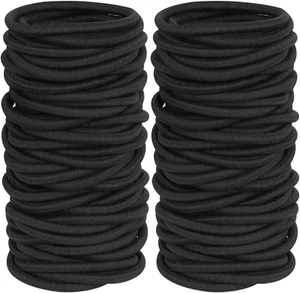 150 Pieces Black Hair Ties for Thick and Curly Hair Ponytail Holders Hair Elasti - Picture 1 of 6