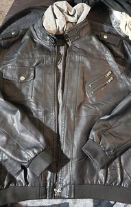 3XL PU Giacca in Pelle Impermeabile Uomo Cappotto Moto Cappuccio Outwear Nuovo - Foto 1 di 3