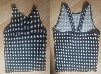 Camiseta sin mangas Abercrombie & Fitch talla S blanco y negro lunares croseed bsck crop Foto 1 de 4