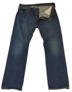 Jeans uomo Levi's 501 vestibilità rilassata 36x29,5 bottoni fly blu denim pantalone lavaggio scuro - Foto 1 di 10
