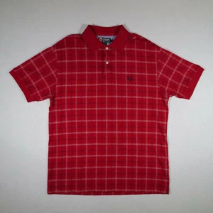 Chaps Ralph Lauren Polo Shirt Mens Large Short Sleeve - Red White Plaid - Picture 1 of 9