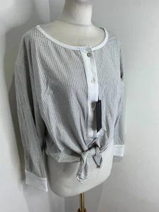BNWT Peuterey Lawson Rig tshirt top Size 42 12 14 NEW button front tie hem - Picture 1 of 10