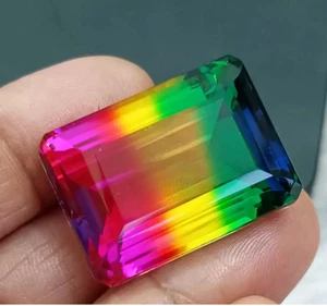 A+ Natural 64.2+ Ct Brazilian Watermelon Tourmaline Emerald Cut Loose Gemstone - Picture 1 of 5