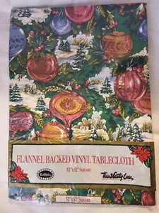 De Colección Adornos de Navidad Mantel Vinilo Franela Parte Trasera Ciudad y Campo 52" Cuadrado - Imagen 1 de 5