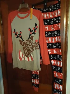 2-Piece Set Men's Pajamas Size XS Joyful Christmas Reindeer Joyin - Picture 1 of 6