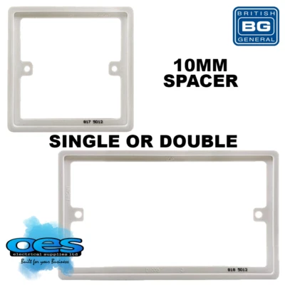 BG 10MM 1G SINGLE 2G DOUBLE SPACER FRAME LIGHT SWITCH SOCKET BACK BOX PLATE  - Image 1 of 3