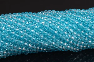 3MM Aqua Blue Quartz Beads Grade AAA Faceted Round Loose Beads 15" - Picture 1 of 3