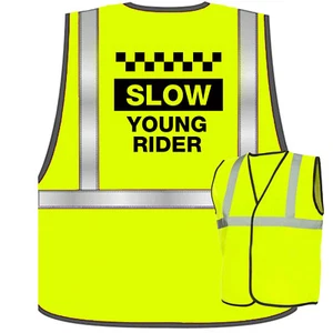 Hi Vis Horse Riding Equestrian Vest Slow Young Rider Reflective Equine Waistcoat - Picture 1 of 3