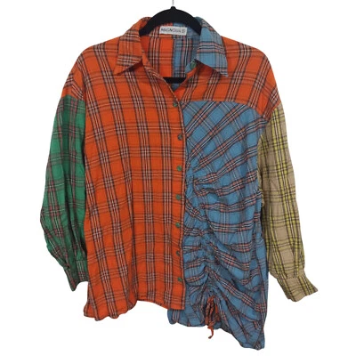 Женский топ Magnolia размер S туника на пуговицах пэчворк собранный в рюш художественный многоцветный - Изображение 1 из 4