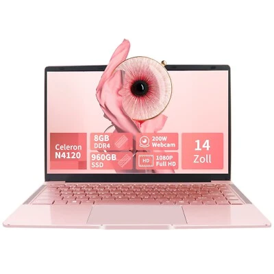 LONGEVINCE 14 Zoll Laptop, 8 GB RAM 960G SSD,DDR4,Ultrabook Laptop