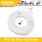 High Quality White 150FT BNC CABLES 8 CH Q-SEE SYSTEMS QT-5140, 578, 5516, 5032