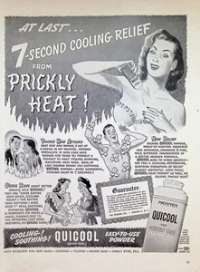 VINTAGE 1940s Print Ad ~ Mennen QUICOOL for Prickly Heat and Heat Rash ~ - Picture 1 of 1