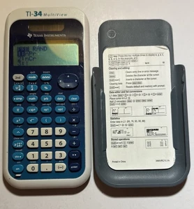 Texas Instruments TI-34 MultiView wissenschaftlicher Taschenrechner - blau weiß mit Deckel - Bild 1 von 1