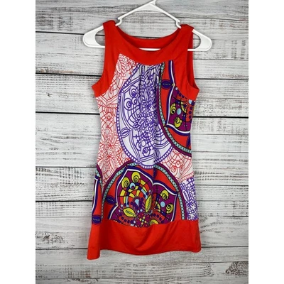 Mini Vestido Y2K XOXO Colorido Sin Mangas Naranja Pequeño Boho Elastizado Patchwork Foto 1 de 4