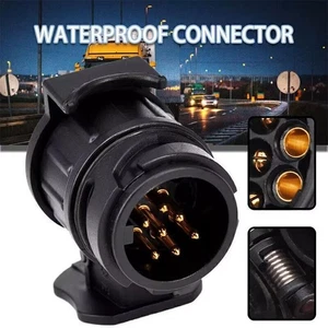 13-7 Pin Waterproof Towbar Socket Adapter 12V Trailer Plug – Protects Connection - Picture 1 of 6