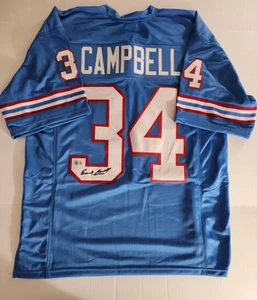 Earl Campbell Authentic Signed Light Blue Pro Style Jersey BECKETT ✔️ - Picture 1 of 4