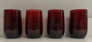 Vintage Royal Ruby  Roly Poly Juice Glasses  5oz Anchor Hocking Set of 4 - Picture 1 of 2