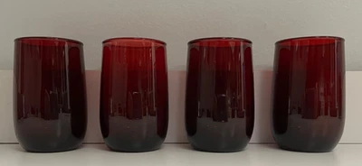Vintage Royal Ruby  Roly Poly Juice Glasses  5oz Anchor Hocking Set of 4 - Image 1 of 2