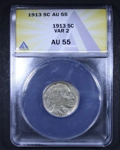 1913 Buffalo Nickel (Type 2) - 5c ANACS AU55 - Nice Type Coin! - Picture 1 of 4