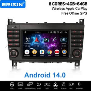 Radio de coche 64 GB Android 14 Navi DAB+ CarPlay WLAN 4G Mercedes Clase C/CLC/G W203 - Imagen 1 de 24