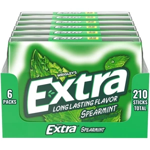 Spearmint, Bulk Chewing Sugar-, Mega Pack of 6 with 35 Sticks Each - Picture 1 of 9