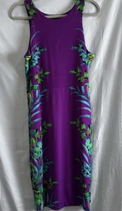NICOLE MILLER Silky Lavender Green Tropical Print Hawaiian Size Medium - Picture 1 of 13