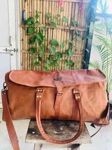 Genuine Soft Leather Large Vintage Duffle Travel Gym Weekend Overnight Bag Men's - Picture 1 of 6