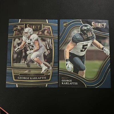 (2) 2022 Panini Select Draft Picks Football George Karlaftis Blue Field Level - Image 1 of 2
