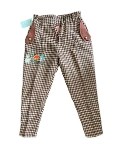 Children's Brick Red Embroidered Houndstooth Trousers Size 18 Foreign Taiwanese - Picture 1 of 12