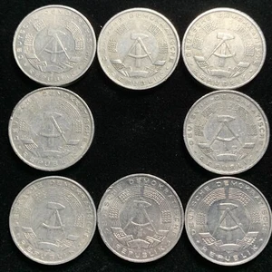 DDR Post Third Reich Communist Germany 10 Pfennig Aluminum Coin 8 Coin Lot - Picture 1 of 8