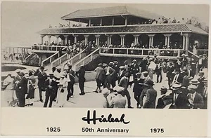 Cartolina Miami FL ~ Hialeah Park Horse Race Track ~ 50° anniversario 1925 ~ 1975 - Foto 1 di 2