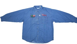Vintage Munsingwear Long Sleeve NHRA Winston Drag Racing Denim Shirt Mens XL - Picture 1 of 11