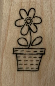 Stampin Up Stamp POTTED FLOWER Single Stamp ONLY 1.25 Inch x 1 Inch Daisy Plant - Picture 1 of 3