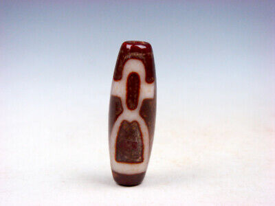 Old Tibetan Natural Agate Cinnabar Crafted Treasure God Dzi Bead #05182007 • 59.99£