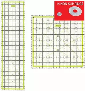 "Paquete combinado de reglas de edredón de acrílico de 2 - (24"" x 6,5"" y 9,5"" x 9,5") - Imagen 1 de 8